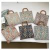 Cloth Material Bamboo Knot Handbag Floral Flower Print Vintage Chinese Style Tote Large Capacity Artistic Jacquard Tote Bag