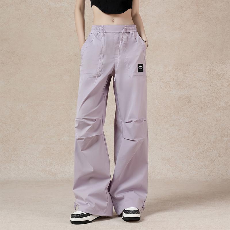 Kappa Summer Lightweight Breathable Stretch Woven Casual Cargo Pants Women pants Light-Cream-Purple K0E42AX80D-4128