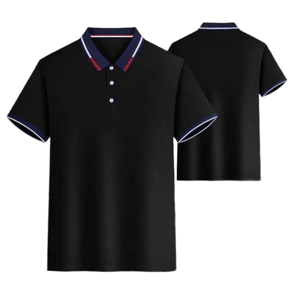 Men's Summer Casual Polo Shirt Short Sleeve Breathable Lightweight Soft Fabric Classic Fit Collared Button Placket