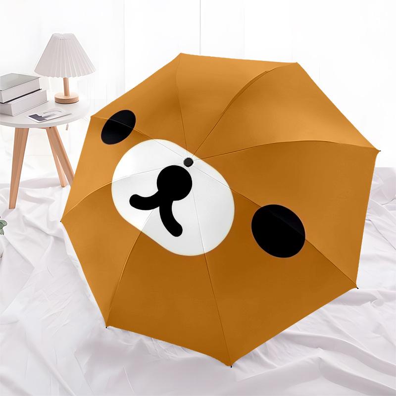 1pc Brown bear face illustration. Umbrella with Plastic Handle,Suitable for All Seasons Home Travel Outdoor UmbrellaM946