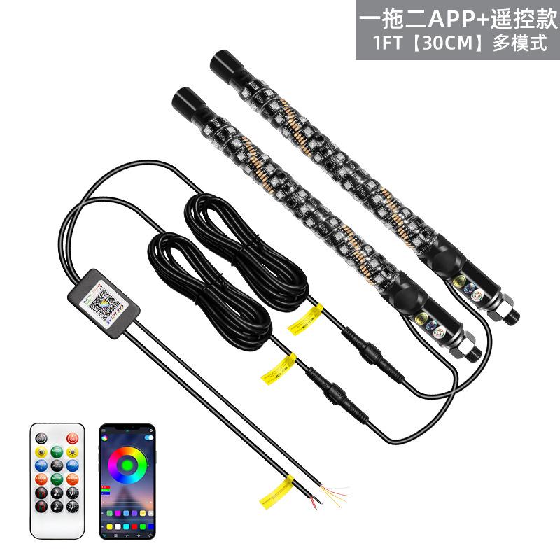 1FT LED Whip Lights Lighted Antenna Whips For ATV UTV Polaris RZR Off Road Truck Sand Buggy Dune Flagpole Lamp