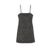 Summer New Arrival Women clothes Sexy Style Metal Color Line Trim Straight Collar Sleeveless Short Sling Dress 1067220