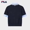 FILA Women's Faux Two-Piece Color Block Polo Knit Shirt