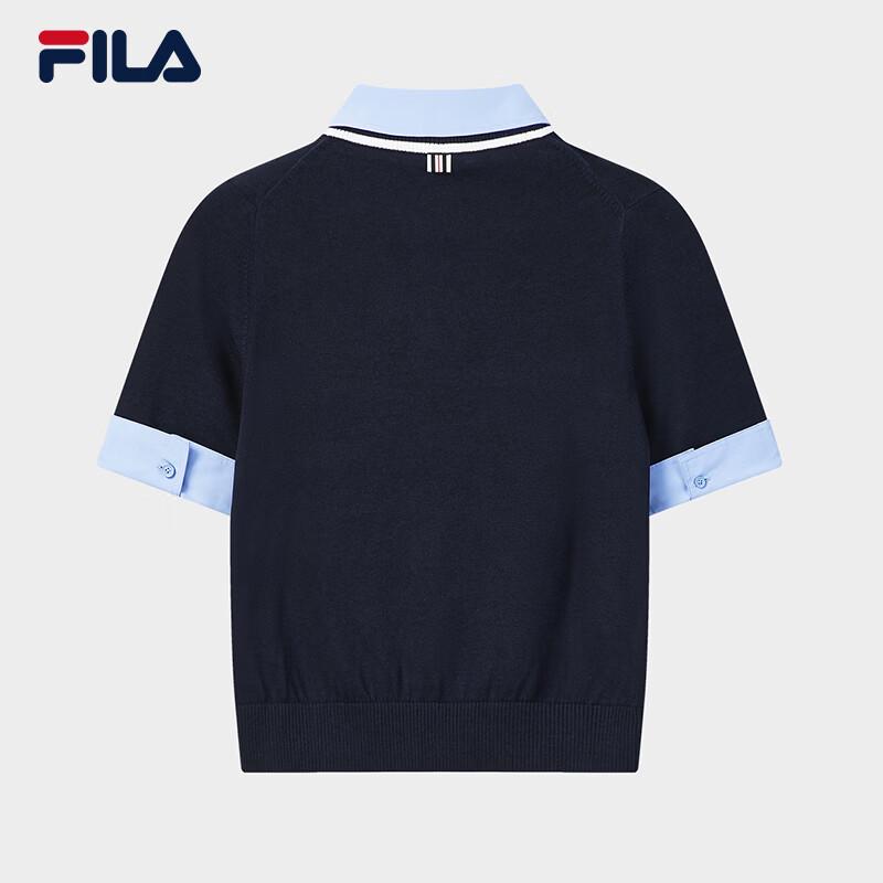 FILA Women's Faux Two-Piece Color Block Polo Knit Shirt