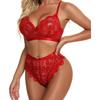 Conjunto de Pijama Sexy de Renda Transparente Europeu e Americano: Conjunto de Camisola Dividida e Shorts