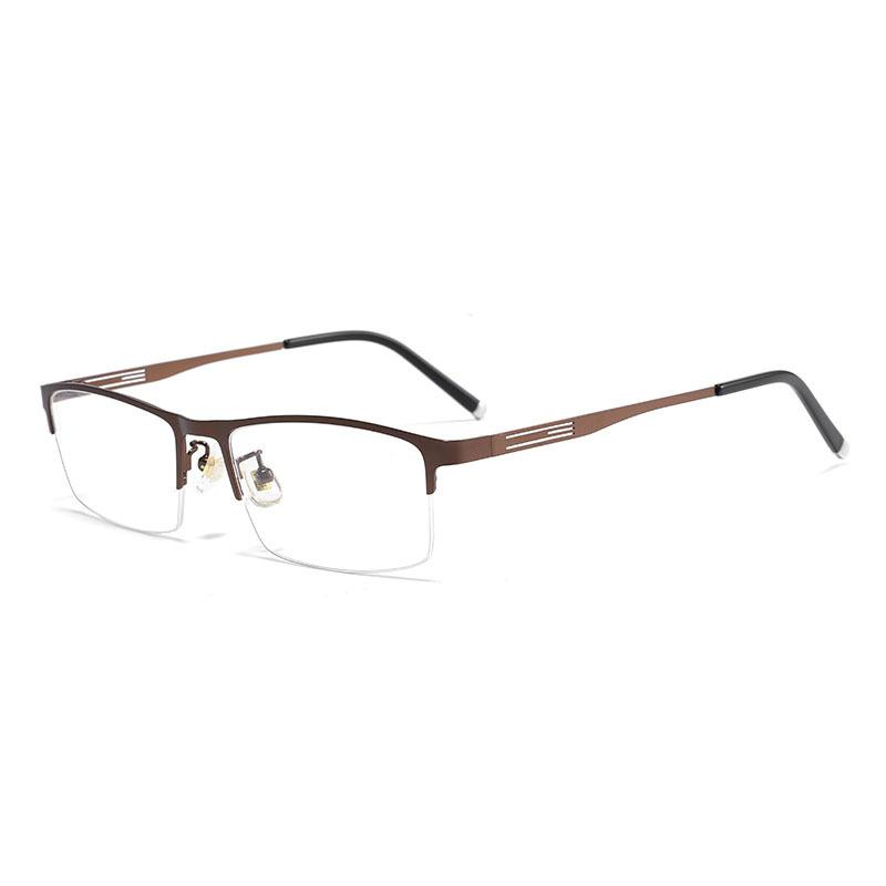 

Titanium Alloy Ultralight Semi-Rimless Glasses Frame for Men Business Myopia Reading Prescription Eyewear with All-Day Comfort коричневый