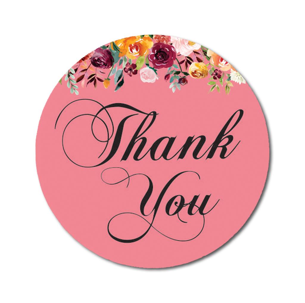 Darling Souvenir 45 Pcs Fuchsia Pink Round Floral Thank You Stickers DIY Envelope Seals-1.6