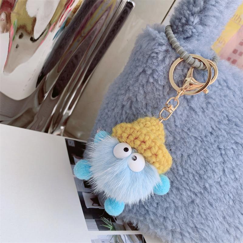 Nou Păr de Nurcă Brichete Mici Praf Elf Pandantiv de Pluș, Breloc de Chei Auto Pandantiv Femeie Păpușă