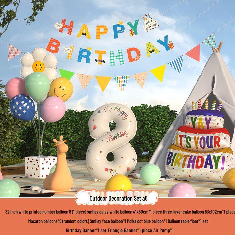 Xiaohongshu První narozeninová kempingová párty Balónky a banner pro děti