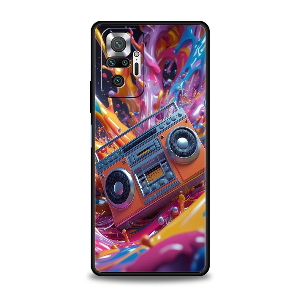 Retro Recording Device Phone Case Cover for Redmi 14C 10C Note 15 14 13 12 10 11 K40 Pro Plus 5G Soft TPU Shockproof Shell Funda
