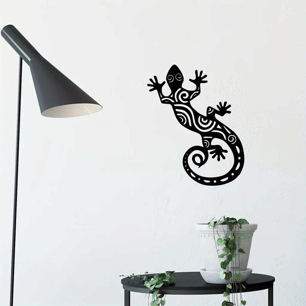 Metal Gecko Wall Decoration, 1pc Metal Wall Art Lizard 3D Wall Silhouette Metal Wall Decor, Bedroom Living Room Decor
