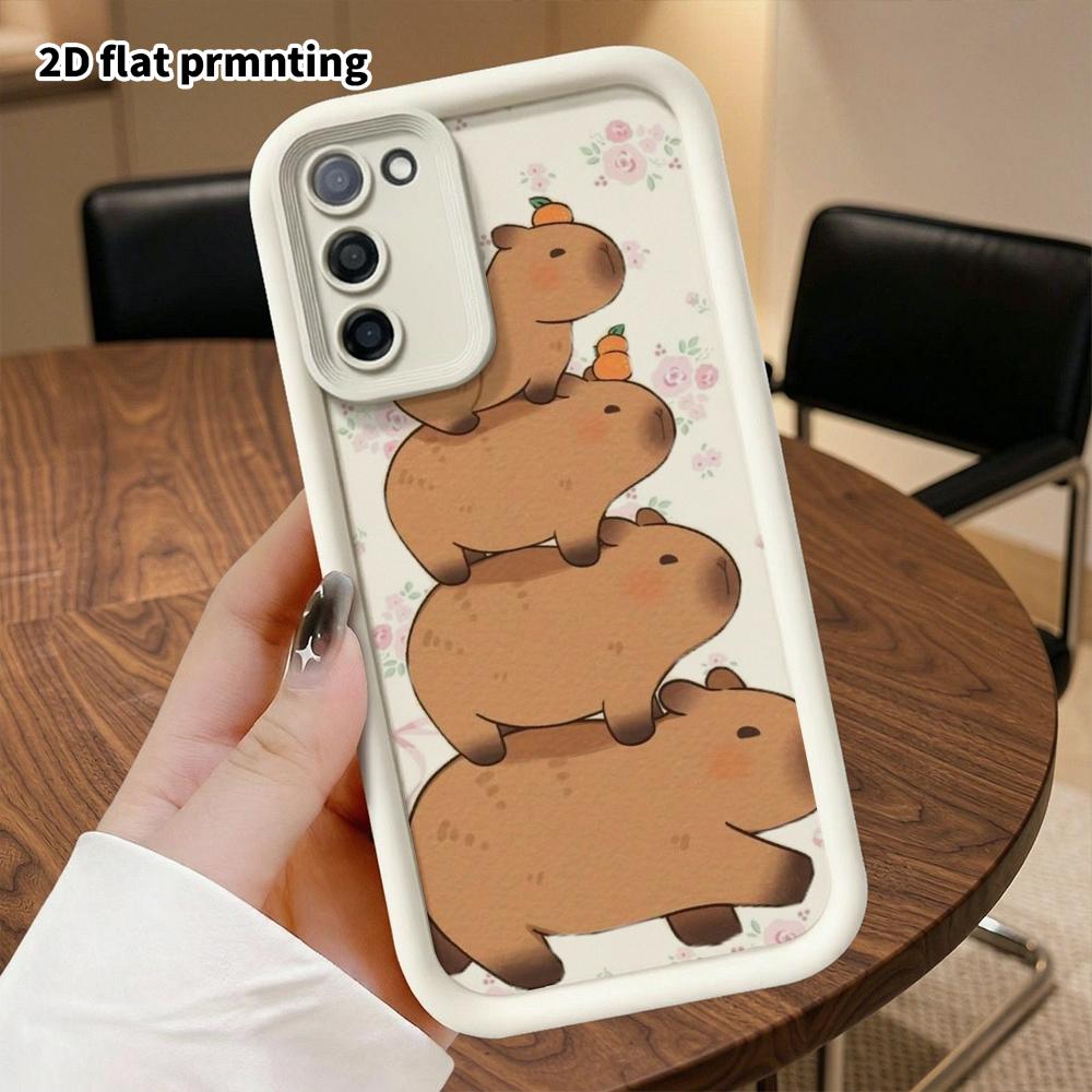 Phone Case: 2D Flat Samsung Galaxy A34 A35 M05 M06 S20 S22 S21 FE Plus 5G Step Protective Case, Stackable Capybara, Christmas and Halloween Gifts