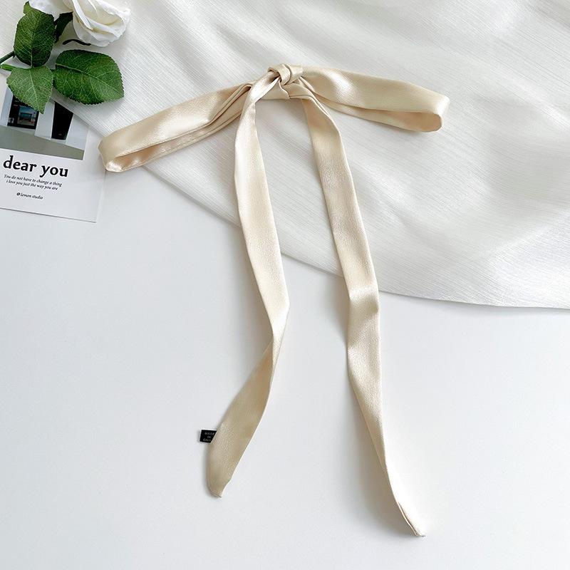 

Шелковый шарф, длинная полоса, высококачественная черная лента, галстук, шарф, шейные аксессуары, сочетается с рубашкой, тонкая и узкая полоска, повязка на голову, стример. абрикосовый