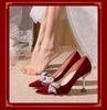 Wedding shoes women's Chinese bridal shoes summer 2025 new show clothes wedding dress two wear red not tired feet high heels
