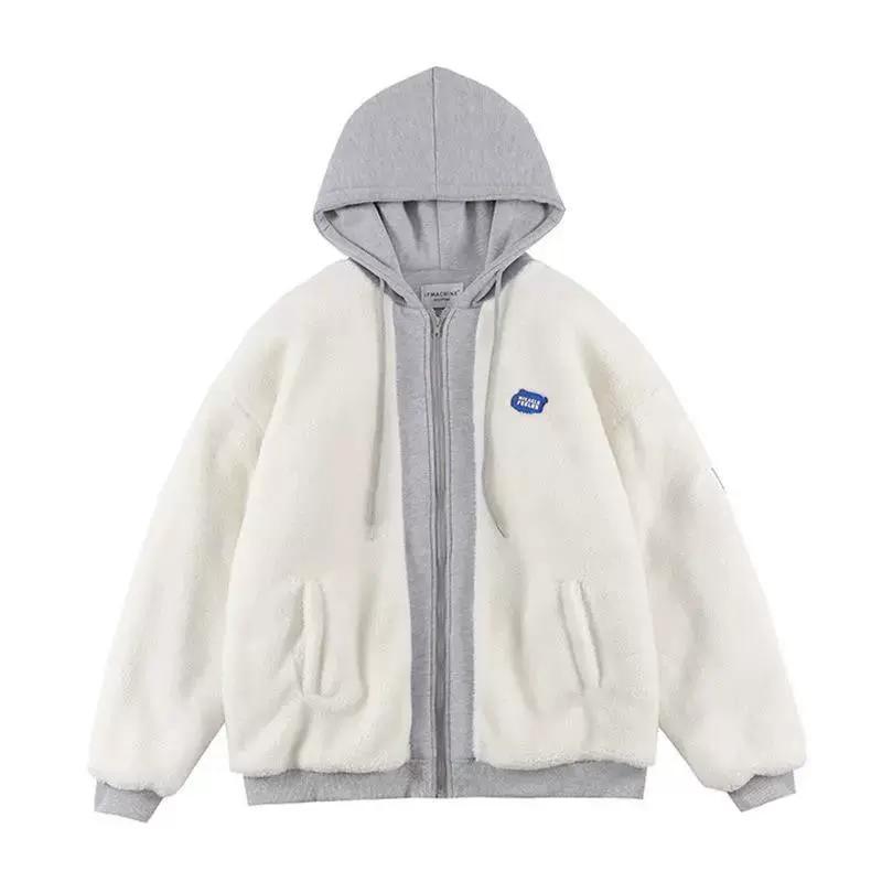 Women's Velvet Thick Hoodie American Retro Loose Lamb Fleece Hoodie Women's