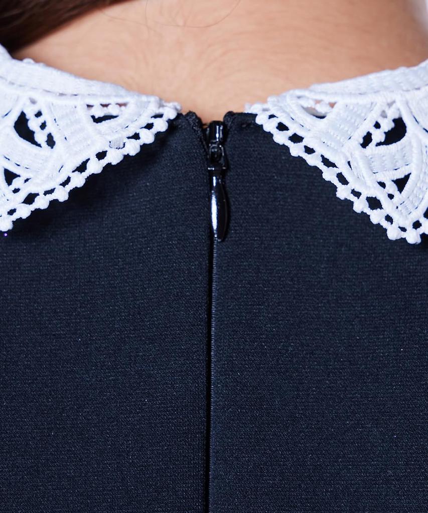 Standard Lace Collar Pleated Mini Dress Black 36 [Double Clothing] Sov. 0501-060-263 Women's