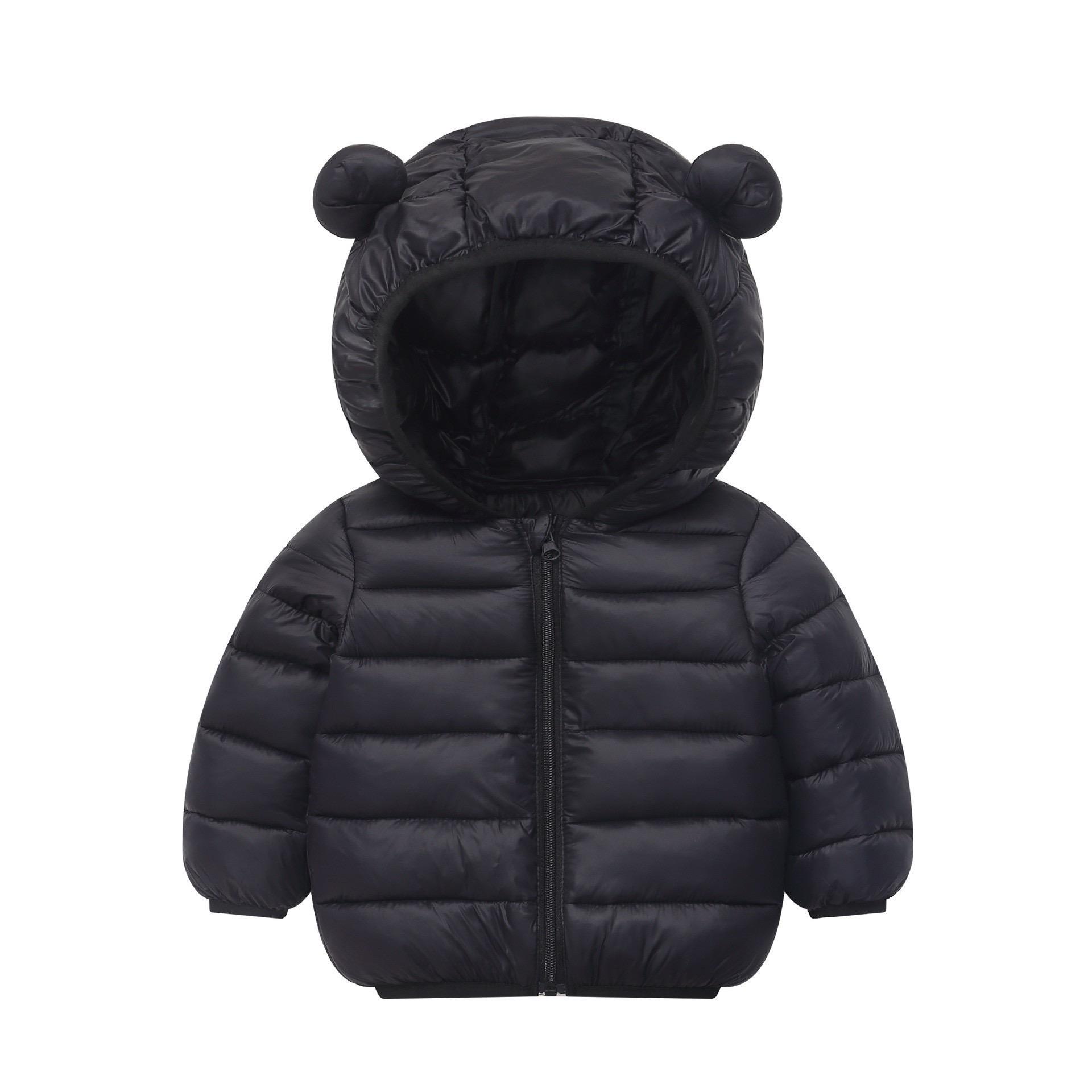 

Winter new children s cotton-padded jacket plus velvet thickened baby hooded jacket 130cm чорний