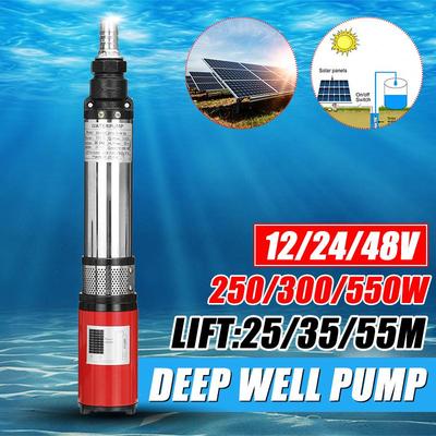 Bomba de água solar de 55m, elevação alta, 12/24v/48v, 250w/300w/550w, bomba de poço profundo, parafuso dc, bomba submersível, irrigação agrícola, jardim