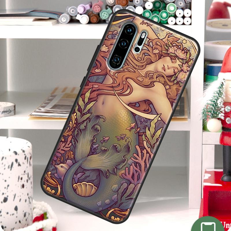 

Чехол Русалки в акварели для Huawei Nova Y60 Y61 Y70 Y90 Y91 10 9 SE 11i 8i 7i 3i P20 P40 Lite P30 Pro Huawei P30 Lite