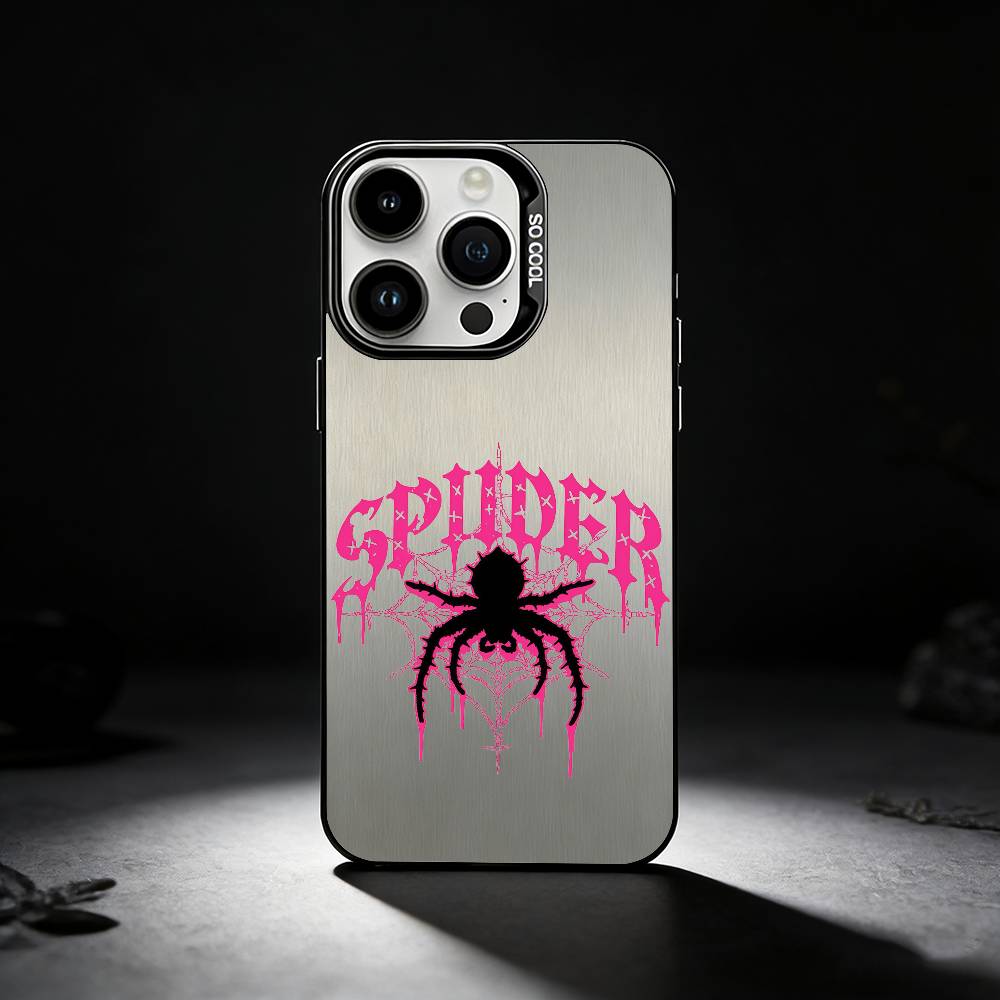 Cool Fashion-trend Spider Phone Case For iPhone 17,16,15,14,13,12,11 Plus,Pro Max,XS,Colored Silver Phone Case