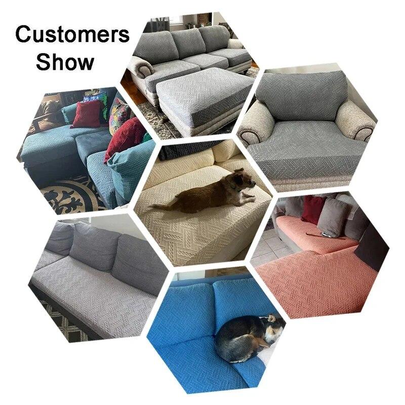 Luxury Jacquard Sofa Seat Cushion Cover Solid Elastic Sofa Cover Anti-dust Furniture Protector Living Room Sectional Couch Cover