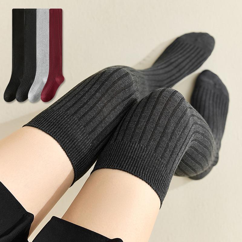 1 Pair Thigh Socks Playful One Size Warmth Knit Socks Minimalist Style High Stretch Versatile Multiple Colors
