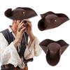1 Stück Unisex Leder Piratenhut, Dreieckiger Piratenhut, Geeignet zum Dekorieren verschiedener Partys, Filmkostümhut, Irischer Tanzanzug