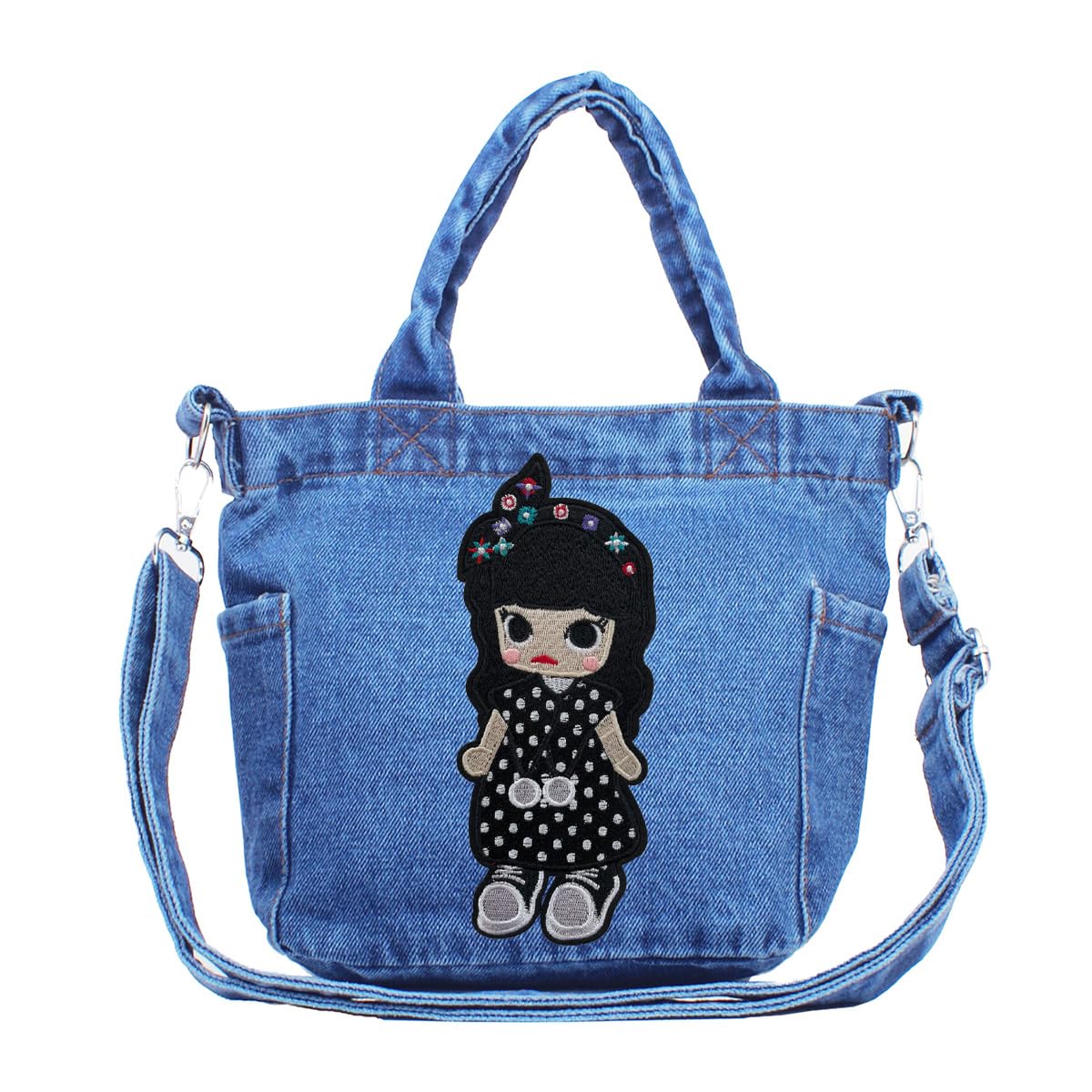 

Denim Bag Shoulder Bag Small Crossbody Cute Stylish Tote Bag Dot Girl Denim [DIVA Rose] Women s 2-Way (Light Blue) світло-синій колір