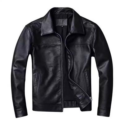 Giacca in vera pelle da uomo vintage rosso-marrone di taglia cinese, in vera pelle di vacchetta naturale, corta, sottile, con colletto rovesciato, giacca in pelle da uomo, primavera autunno