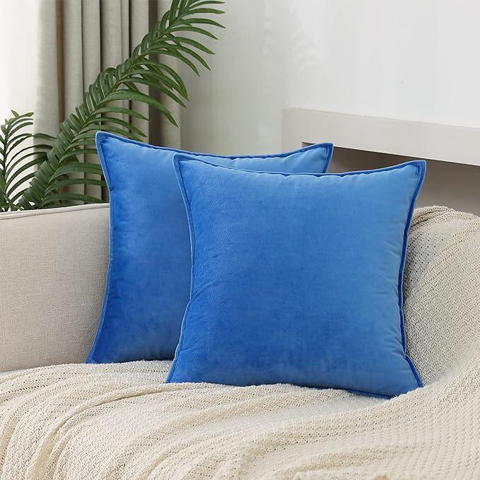 Throw Pillow Covers 16x16 Set Of 2 Velvet Decor Decorative Couch Cushion Pillowcases With Fringe Home Bed Decoration For Sofa Bedroom