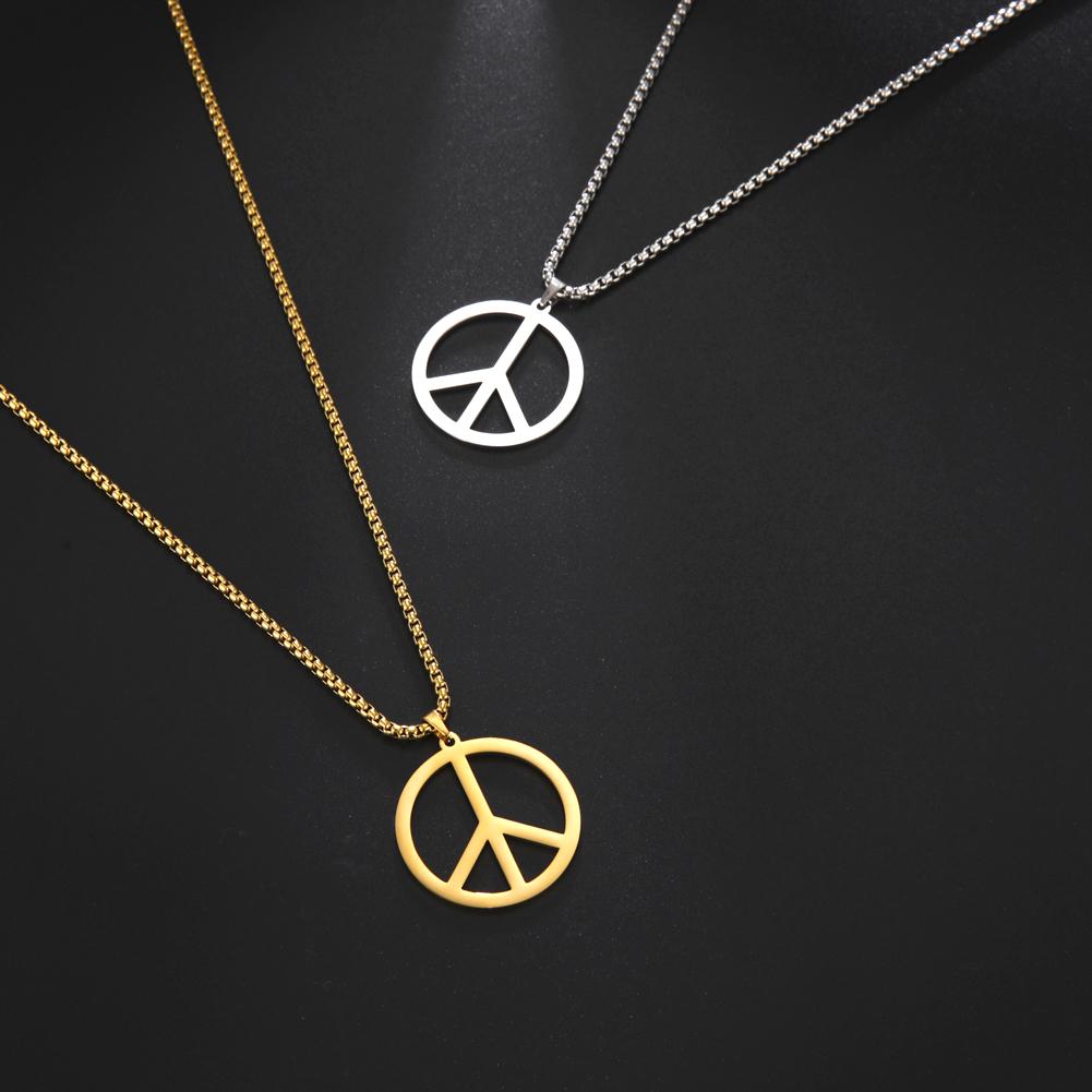 LIKGREAT Peace Sign Symbol Pendant Necklace for Men Women Stainless Steel Fashion Anti-nuclear Warfare Charm Jewelry