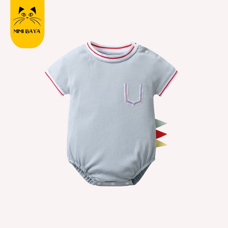 Baby Romper Summer Outfit New Style Unisex Short-Sleeve Korean Style Triangle Romper Dinosaur One-Piece Crawling Suit
