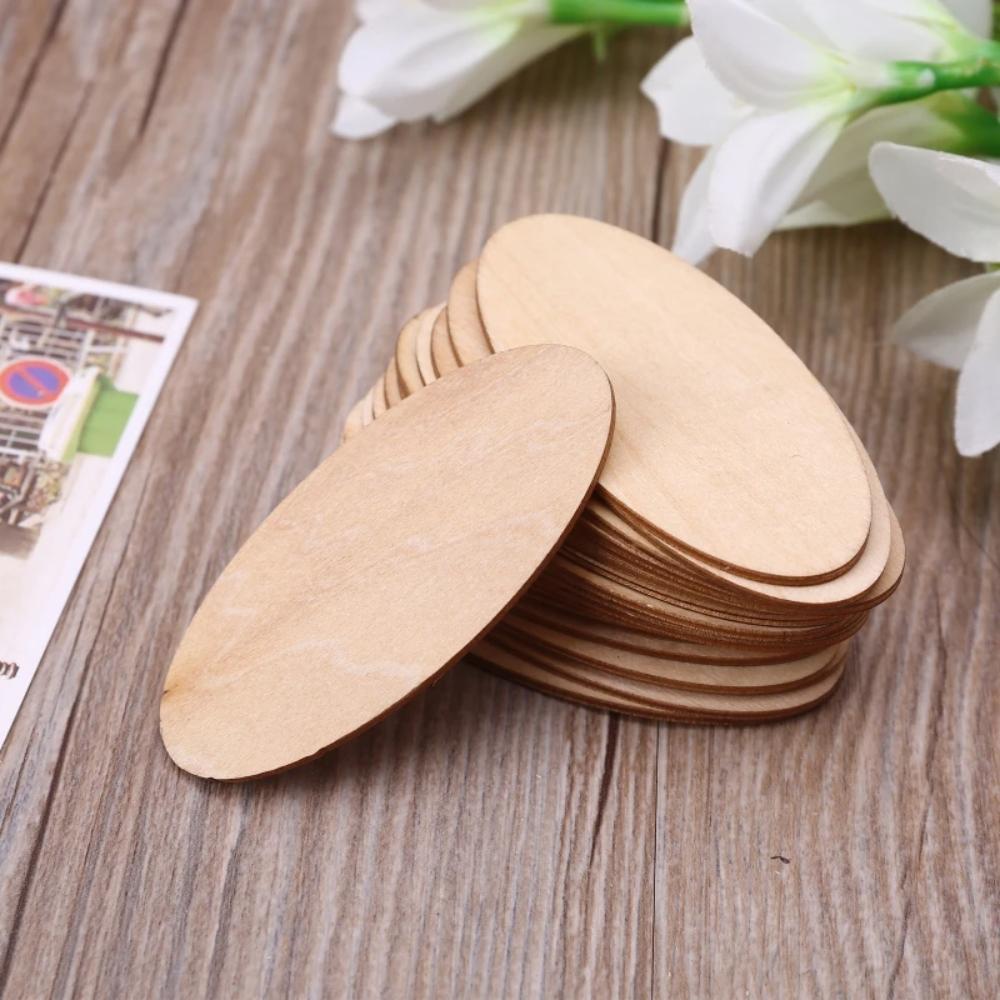 

12pcs Wooden Slices Chips Unfinished Cutout Name Tags DIY Scrapbooking Arts Crafts Projects Decoration