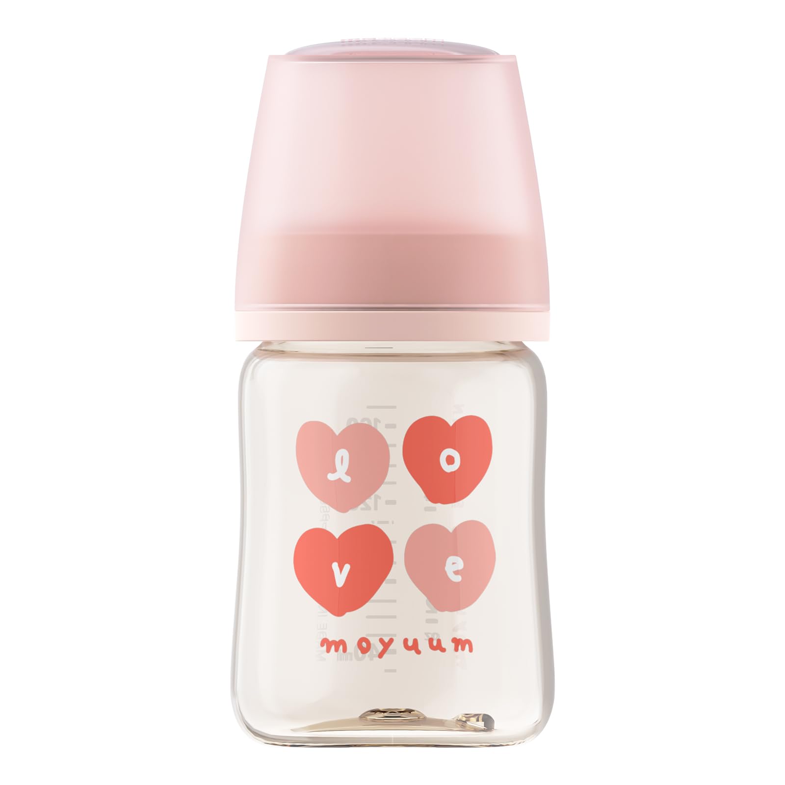 

MOYUUM Plastic Baby Bottle, More Love Pink, 170ml (PPSU), for ages 1 month and up, Wide Neck, Round Hole, 2025 Model