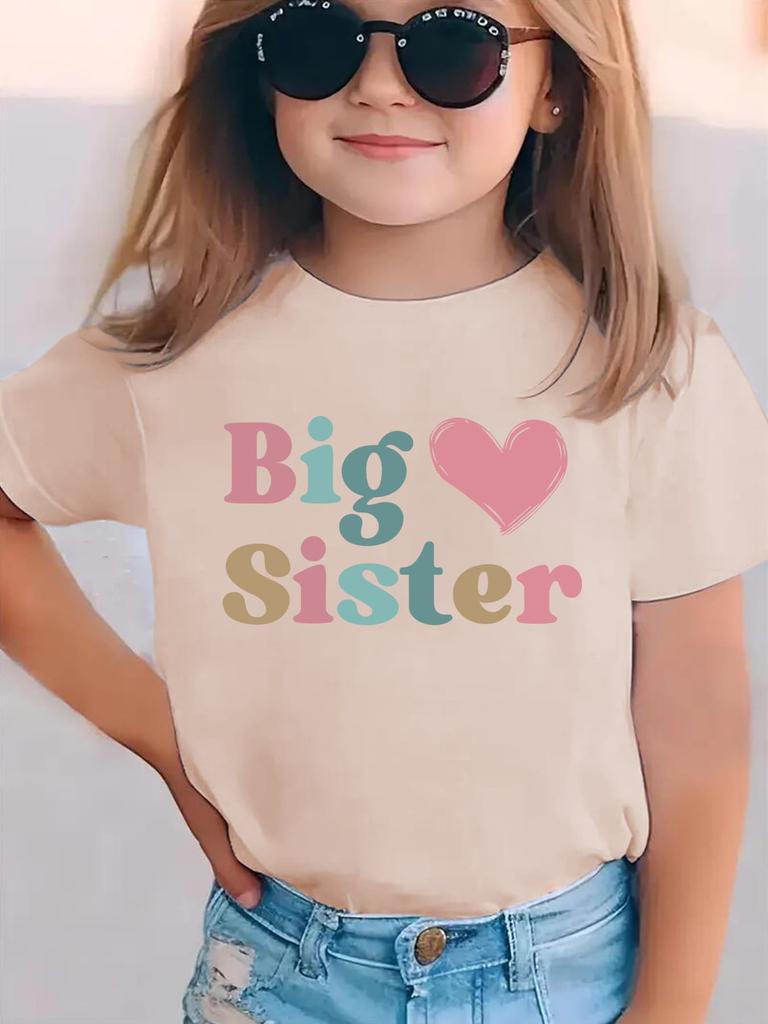Summer fashion girls short-sleeved T-shirt with love cartoon pattern printed casual versatile top