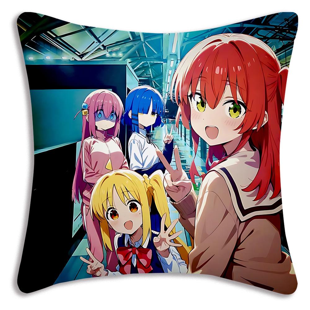 Anime B-Bocchi the Rocks Pillow Covers Cartoon Sofa Decorative Home Double-sided Printing Short Plush Cute Cushion Cover