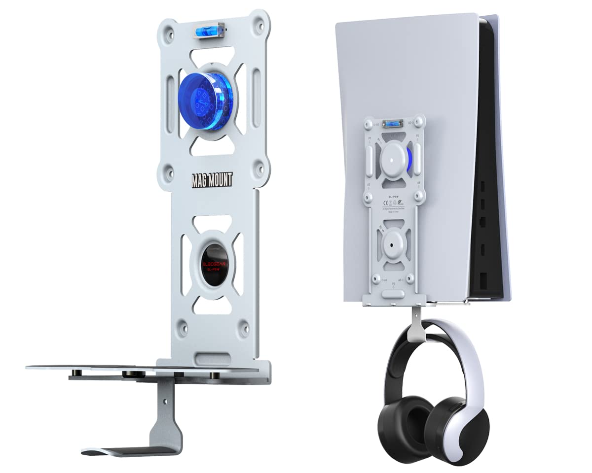 

ElecGear PS5 Compatible Wall Magnetic and Metallic Wall Mount Storage for PlayStation 5 Ultra HD and Digital PULSE 3D Wireless Gaming Headset Magnetic