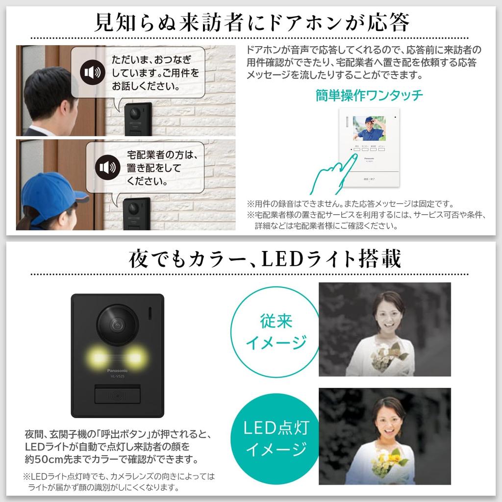 Panasonic Video Doorphone with Direct Power Proxy Answering External Fire Automatic Manual Expansion Indoor TFT Color LCD Exposed LED Light VL-SE31XL