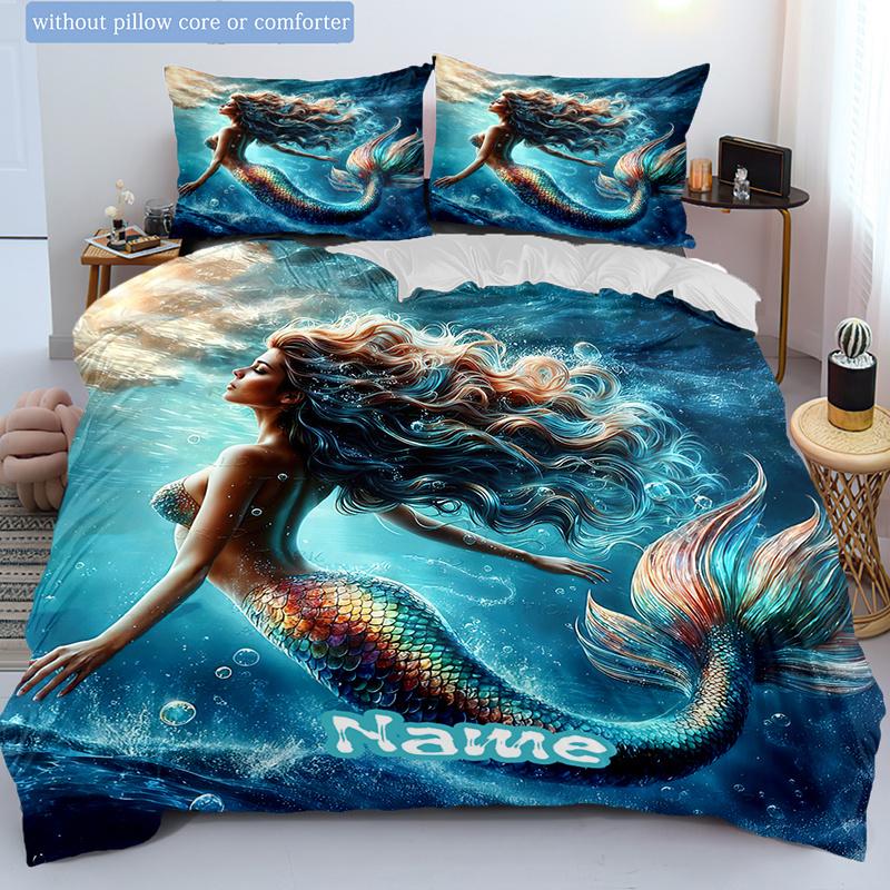 Mermaidofthedeepsea Customize Your Name Duvet Coversoftbedding Set For Bedroom Guest Room And Dorm Decoration Threepiece Set Includes 1 Duvet Cover 2