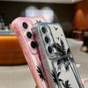 For Samsung S25 Ultra S24 FE S23 S22 A56 A36 A16 A55 Cover Coconut Tree Pattern Soft Silicone Card Slot Shockproof Clear Slim Phone Case
