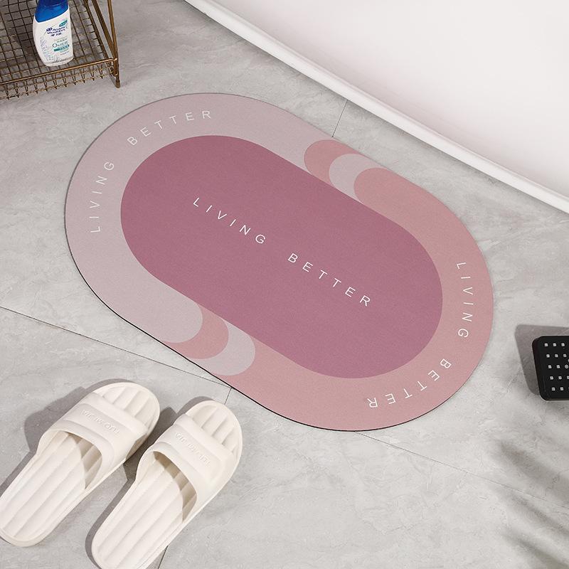 Oval Home Bathroom Diatom Mud Floor Mat Balcony Kitchen Absorbent Non-slip Mat Door Entry Square Door Mat