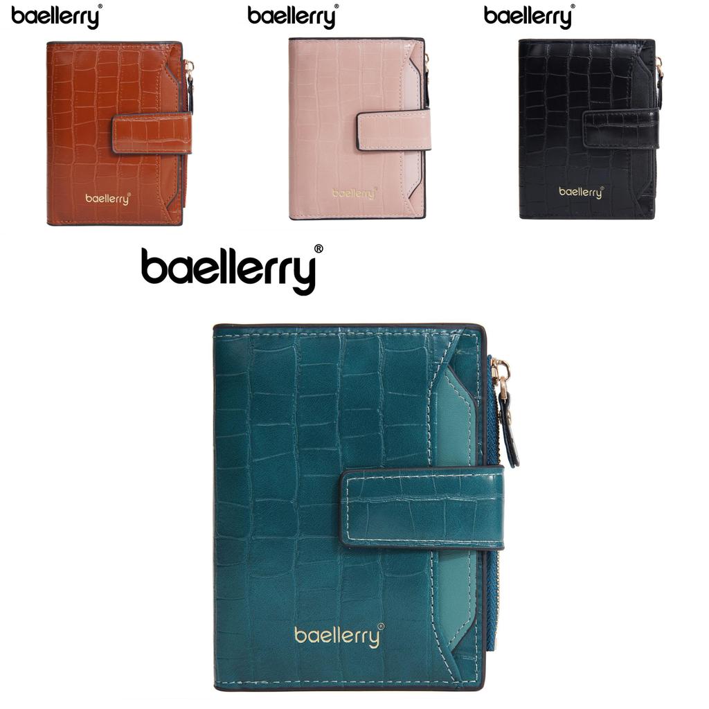 Baellerry Womens Short Pu Card Holder With Stone Pattern And Secure Zipper Closure For Daily Use