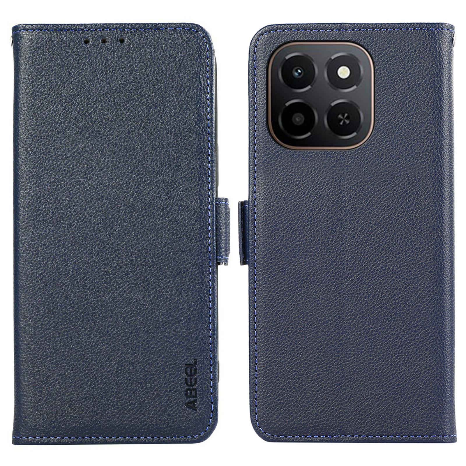 

ABEEL For Honor X6c 4G Case Litchi Texture Leather RFID Blocking Phone Cover Blue