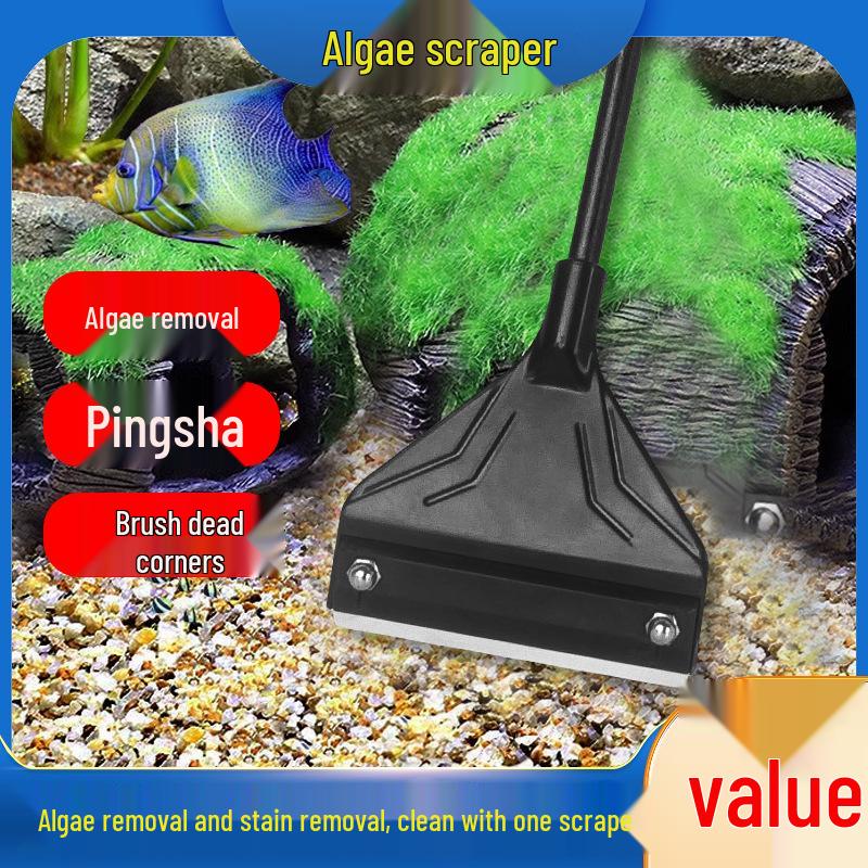 Fish Tank Algae Scraper with Extended Handle – Aquatic Plant and Moss Remover Spatula
