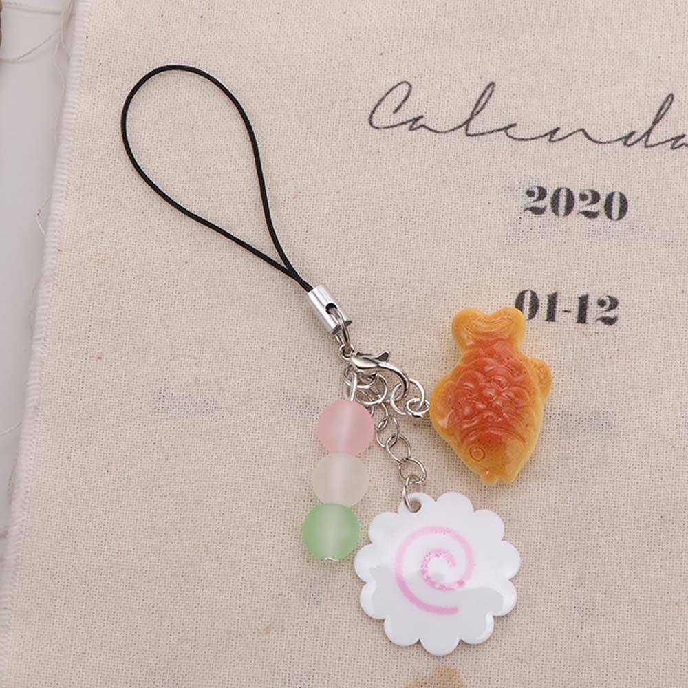 Japanese Food Taiyaki Pendant Street Food Dango Phone Charm Fish Cake Keychain Women Girls