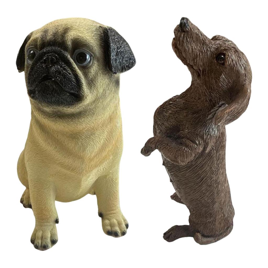Animal Dog Statue Ornament Resin Realisitc Puppy Figure Home Decor Dog Model Figure for Office Desktop Garden Entry Living Room