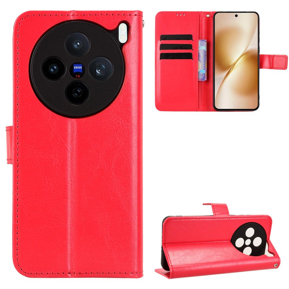 For vivo X200s 5G PU Leather Case with Strap Crazy Horse Texture Phone Wallet Cover
