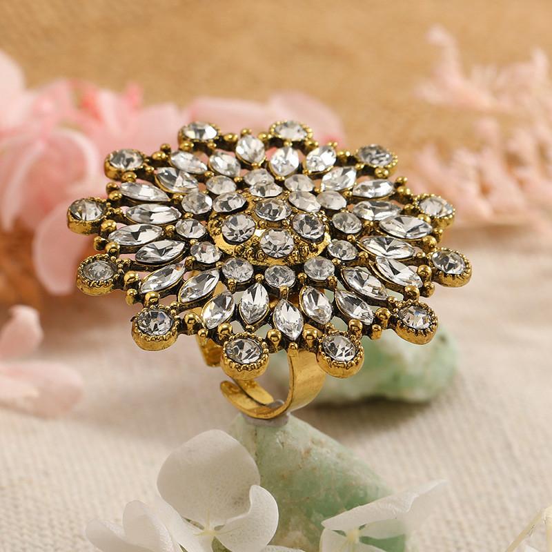 Vintageinspired Stylish Adjustable Alloy Ring With Gorgeous Sunflower Accent Women For