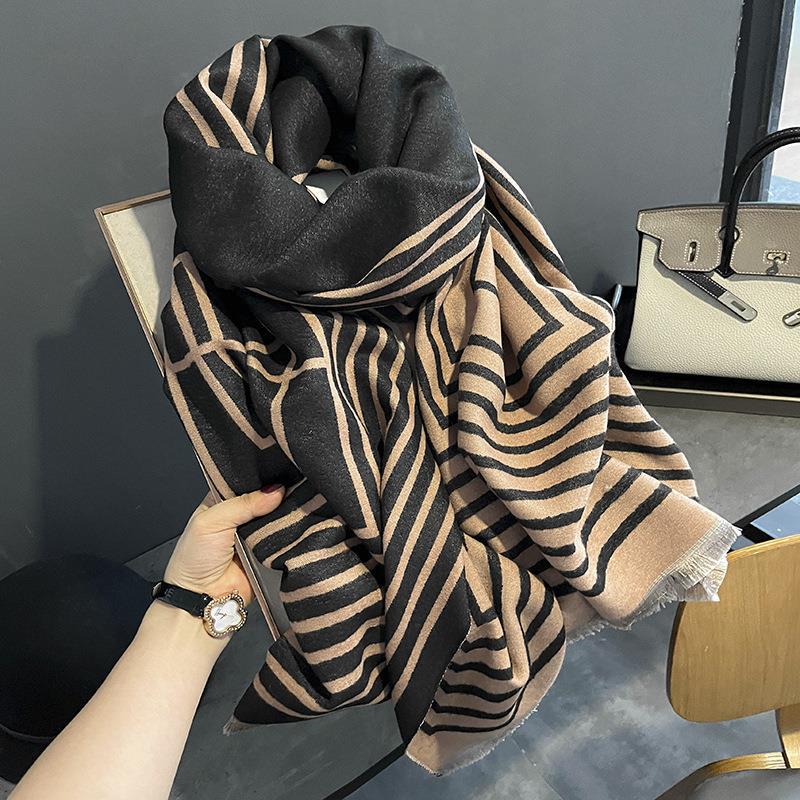 New Style Imitation Cashmere Scarf for Women Winter Korean Version Versatile Thickened Double Sided Student Windproof Scarf Air Conditioning Shawl