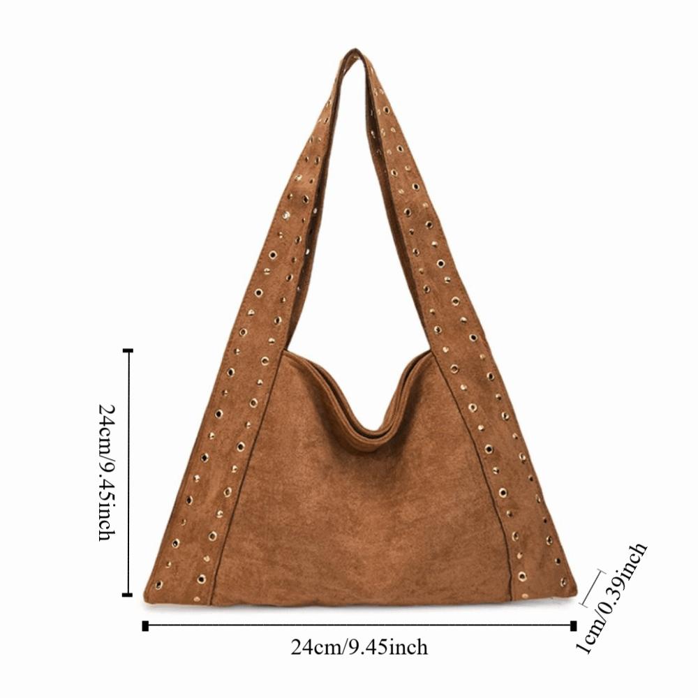 PU Leather Suede Rivet Shoulder Bags Retro American Style Fashion Design Locomotive Style Underarm Bag Korean Style